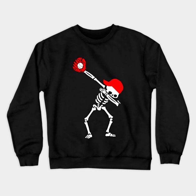 Dabbing Skeleton Baseball Crewneck Sweatshirt by windupraditya6